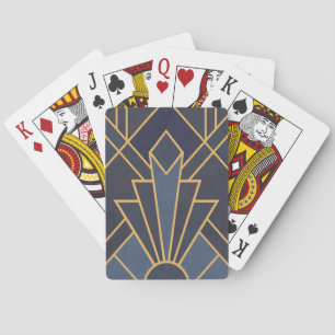 Art Deco inspiration in blue and gold Playing Cards