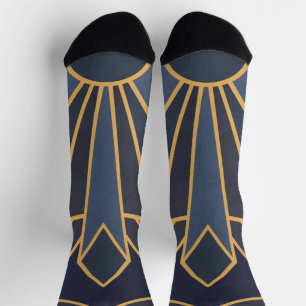 Art Deco inspiration in blue and gold Socks