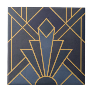 Art Deco inspiration in blue and gold Tile