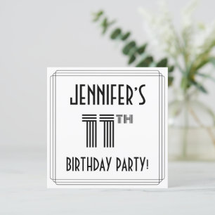 Art Deco Inspired 11th Birthday Party, Custom Name Invitation