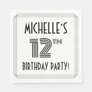 Art Deco Inspired 12th Birthday Party, Custom Name Napkin