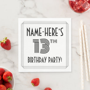 Art Deco Inspired 13th Birthday Party, Custom Name Napkin