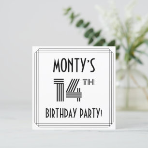 Art Deco Inspired 14th Birthday Party, Custom Name Invitation