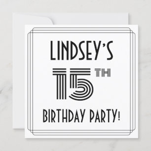 Art Deco Inspired 15th Birthday Party, Custom Name Invitation