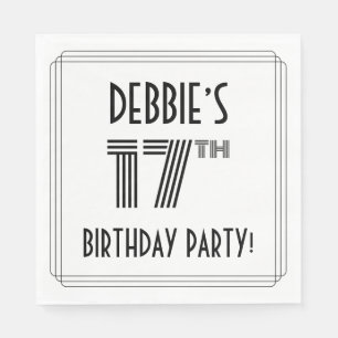 Art Deco Inspired 17th Birthday Party, Custom Name Napkin