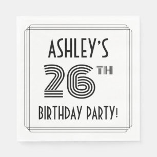 Art Deco Inspired 26th Birthday Party, Custom Name Napkin
