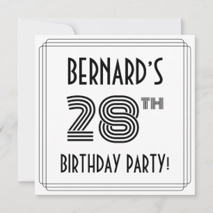 Art Deco Inspired 28th Birthday Party, Custom Name Invitation