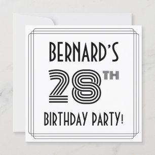 Art Deco Inspired 28th Birthday Party, Custom Name Invitation