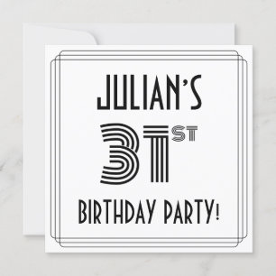 Art Deco Inspired 31st Birthday Party, Custom Name Invitation