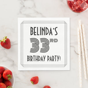 Art Deco Inspired 33rd Birthday Party, Custom Name Napkin