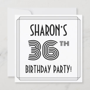 Art Deco Inspired 36th Birthday Party, Custom Name Invitation