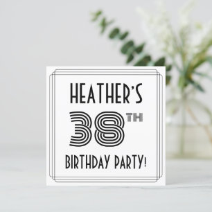 Art Deco Inspired 38th Birthday Party, Custom Name Invitation