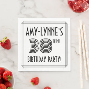 Art Deco Inspired 38th Birthday Party, Custom Name Napkin