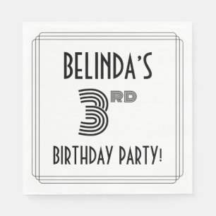 Art Deco Inspired 3rd Birthday Party, Custom Name Napkin