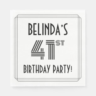 Art Deco Inspired 41st Birthday Party, Custom Name Napkin