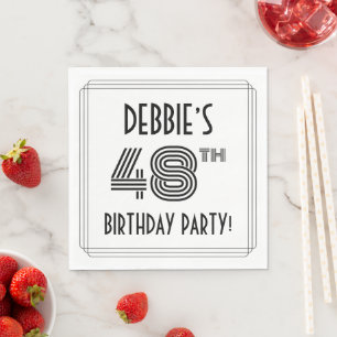 Art Deco Inspired 48th Birthday Party, Custom Name Napkin