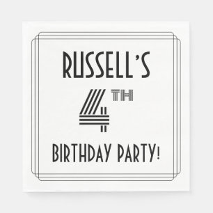 Art Deco Inspired 4th Birthday Party, Custom Name Napkin