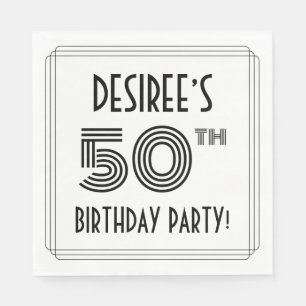 Art Deco Inspired 50th Birthday Party, Custom Name Napkin
