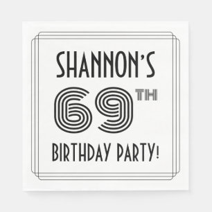 Art Deco Inspired 69th Birthday Party, Custom Name Napkin