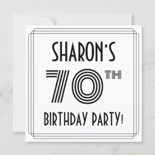 Art Deco Inspired 70th Birthday Party, Custom Name Invitation