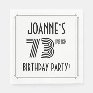 Art Deco Inspired 73rd Birthday Party, Custom Name Napkin