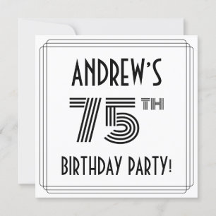 Art Deco Inspired 75th Birthday Party, Custom Name Invitation