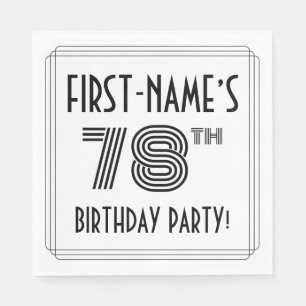 Art Deco Inspired 78th Birthday Party, Custom Name Napkin