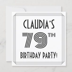 Art Deco Inspired 79th Birthday Party, Custom Name Invitation