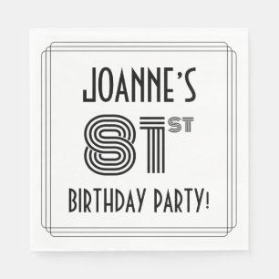 Art Deco Inspired 81st Birthday Party, Custom Name Napkin