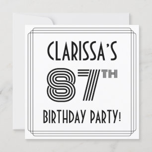 Art Deco Inspired 87th Birthday Party, Custom Name Invitation