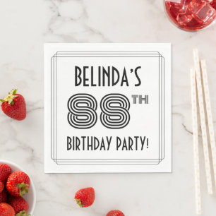 Art Deco Inspired 88th Birthday Party, Custom Name Napkin