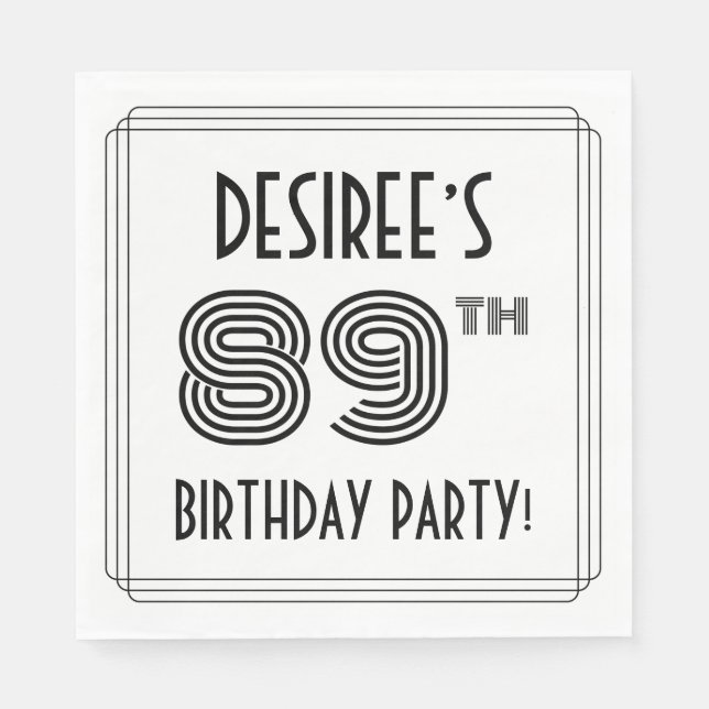 Art Deco Inspired 89th Birthday Party, Custom Name Napkin (Front)