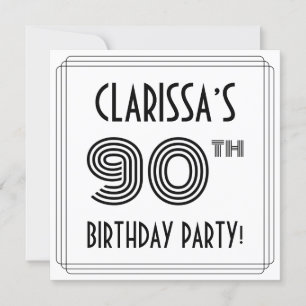 Art Deco Inspired 90th Birthday Party, Custom Name Invitation