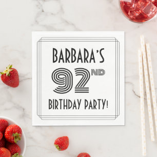 Art Deco Inspired 92nd Birthday Party, Custom Name Napkin