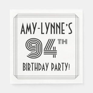 Art Deco Inspired 94th Birthday Party, Custom Name Napkin