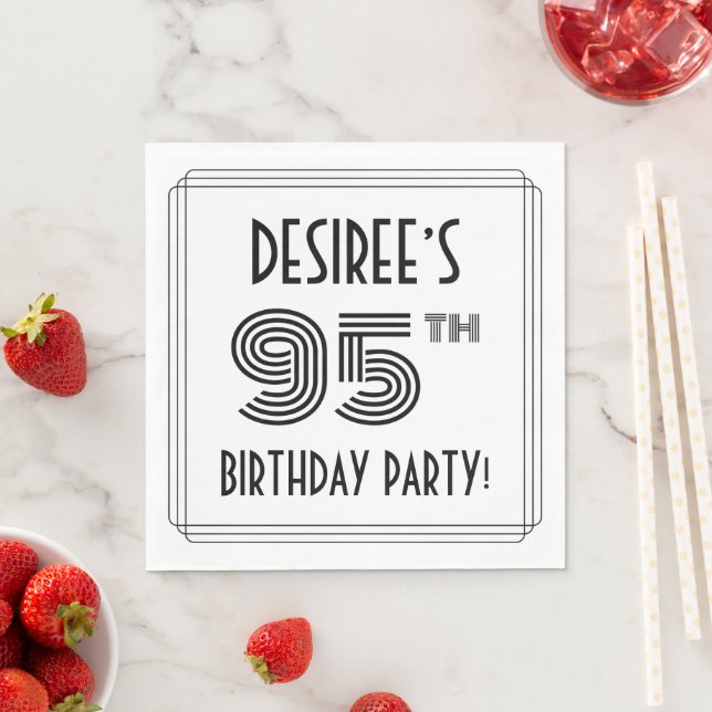 Art Deco Inspired 95th Birthday Party, Custom Name Napkin (Insitu)