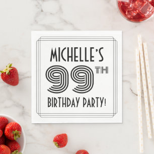 Art Deco Inspired 99th Birthday Party, Custom Name Napkin