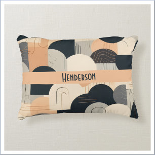 Art Deco Inspired Design in Peach & Black Accent Pillow