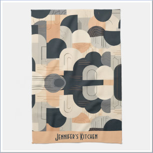 Art Deco Inspired Design in Peach & Black Kitchen Towel