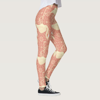 Art deco inspired flamingo melon coloured  leggings