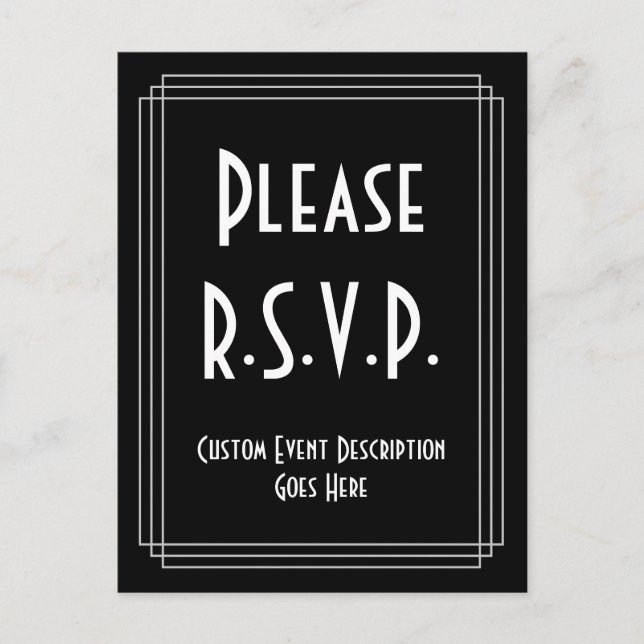 Art Deco Inspired "Please R.S.V.P." Postcard (Front)