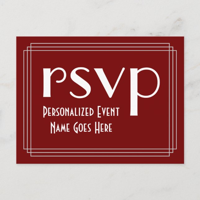 Art Deco Inspired RSVP Postcard (Front)