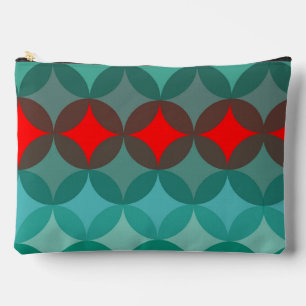 art deco inspired teal & red abstract accessory pouch