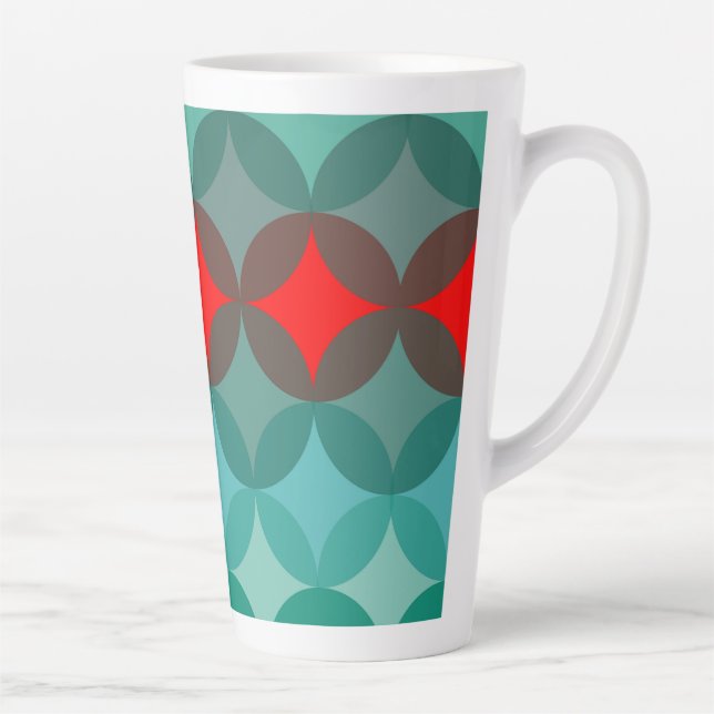 art deco inspired teal & red abstract latte mug (Right)