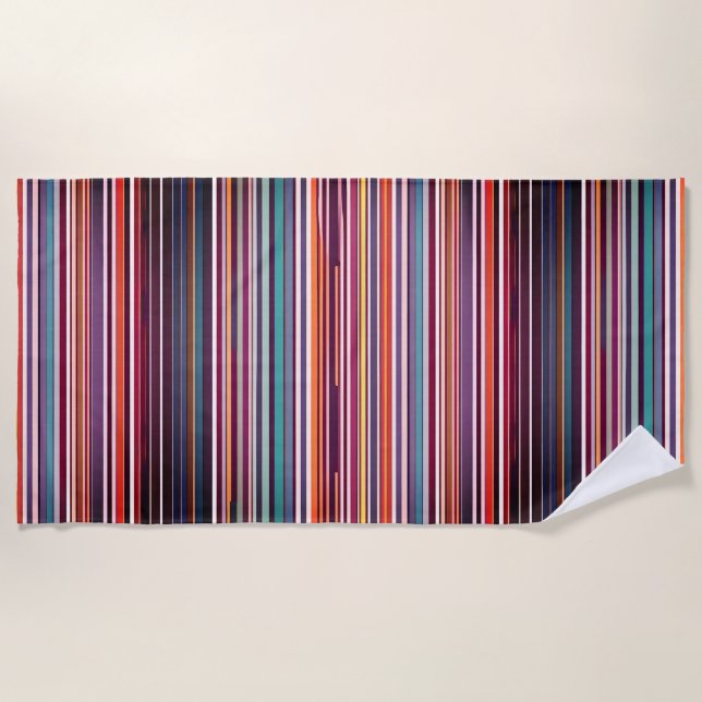 Art Deco Inspired Vertical Stripe Pattern Beach Towel (Front)