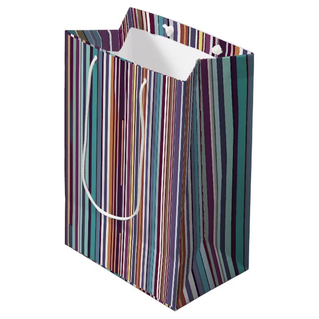 Art Deco Inspired Vertical Stripe Pattern Medium Gift Bag (Front Angled)