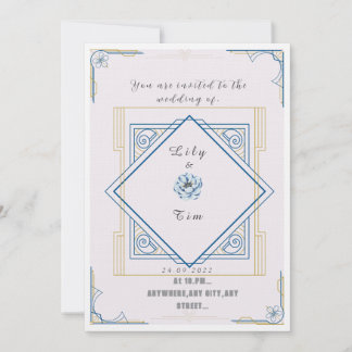 Art deco inspired wedding invitation