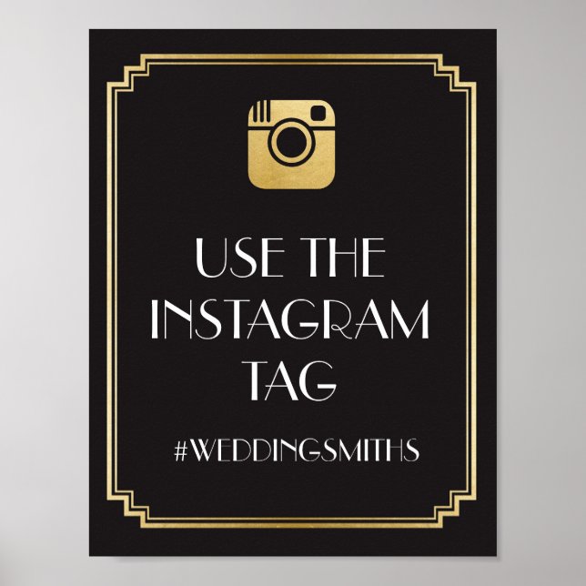 Art Deco Instagram Bar Sign Wedding Reception (Front)