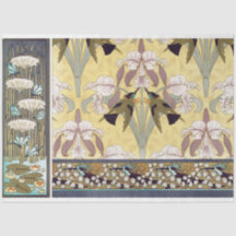 Art Deco Irises Floral Decoupage Paper