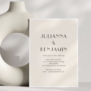 Art Deco Ivory Cream Minimalist Wedding RSVP Invitation